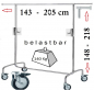 Preview: Kleiderständer höhenverstellbar bis 218cm hoch und 205 cm breit vier 80 mm Rollen stabiles Modell belastbar bis 140 kg Garderobenständer Art Nr 17-140-80